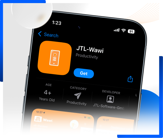 JTL-Wawi App im App Store auf einem Smartphone